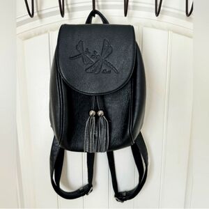 Darlings vegan leather mini backpack with dragonfly design.
